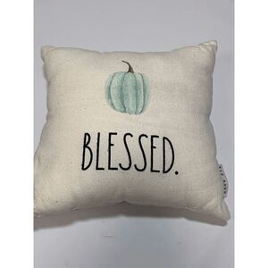 Rae Dunn Blessed Spellout Thanksgiving Decorative Accent Throw Pillow 12X12
